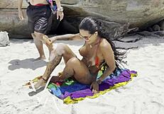 Nudist beach fuck with muscular latina left my pussy creampied