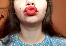 big red lips smoke seductively hiding curvy smoking fetish secrets