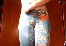 romanian yoga teen goddess farts topless walking in tight leggings close up