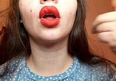 big red lips smoke seductively hiding curvy smoking fetish secrets