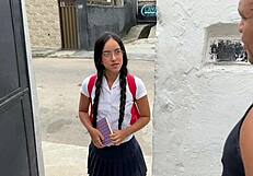 he takes 18-year-old student's virginity with big cock pounding