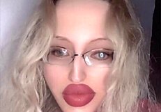 russian glasses slut in full fetish movie storyline milks cock with lipstick lips