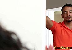 Stepteen Latina and Austrian Black Dude in Wild 4some Facial Jizz Fest!