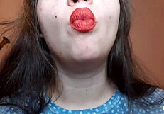 big red lips smoke seductively hiding curvy smoking fetish secrets