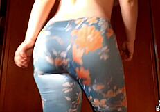 romanian yoga teen goddess farts topless walking in tight leggings close up