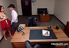 Red riding hood milf milks teacher's big cock riding at office desk?
