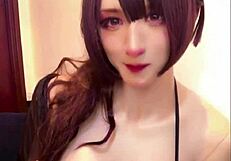 does this busty crossdressing beauty's anal masturbation make you throb?