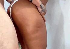 brazilian teen prostitute gapes ass on standing anal creampie from stepdad