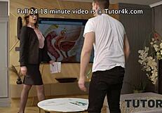 tutor4k milf tutor seduces boy with stockings pussy pleasure and natural big tits