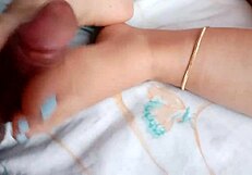 wanna see me footjob and masturbate my milf tits for my husband's friend?