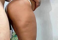 brazilian teen prostitute gapes ass on standing anal creampie from stepdad