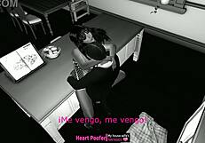Polka Dots Girl Spreads Legs On Kitchen Counter For Deep Cartoon Pussy Penetration