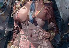 ai generated flight attendant in uniform flashes her skirt up in airplane cabin