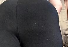 Chubby legs in tight leggings thong panties your face smothers ass on or off close up
