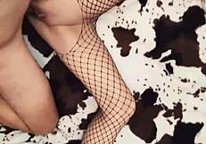 skinny gypsy milf model strips erotic lingerie to finger her horny milf pussy