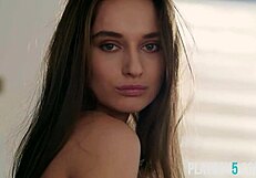 Ukrainian centerfold gloria sol strips petite milf body in ripped clothes tease