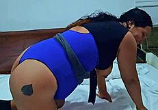 i suck bill collector's cock on family bed while cuckold husband watches then he fucks my wet latina milf pussy doggystyle cowgirl bareback