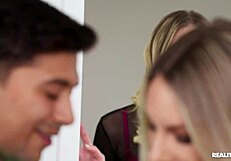 Athletic tall blonde teen milf ffm threesome cumswap facial leggings shorts reality fuck