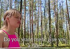 a married bride slut cheats squirting blowjob in forest pov