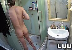 luuv hops in for a quick shower then gets naughty on camera with her guy