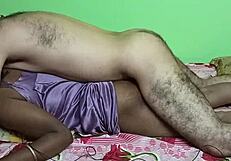 Mature indian housewife fucked doggystyle on bed by boyfriend's hairy naked body