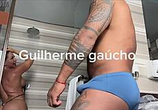 cleo's big cock milf gets dominated strangled fucked hard in shower lingerie blond bent over