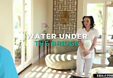 busty tattooed brunette masseuse oils up for nuru gel deepthroat on ex's monster cock!