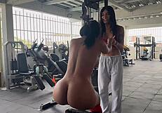 i get so horny watching my transgender trainer may hernandez touch my ass and tits during naked squats