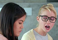 in girlsway's fingerbang theory chloe cherry kendra spade and aspen romanoff nerd out with lesbian fingering face sitting and tribbing