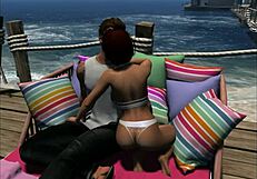 geralyn yorkiv seduces nick stone with cowgirl pussy ride on beach ending in cumshot