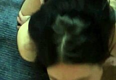 Gia chained on knees in lingerie takes deepthroat pov from her dom