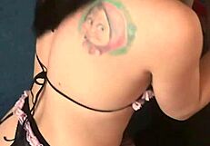 Gia chained on knees in lingerie takes deepthroat pov from her dom