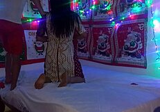 stepmom in sexy christmas outfit leads to wild fucking while stepdad's away