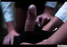 Shelena and Merida's futa transformation has shemale pounding girl's pussy to creampie finish? 
