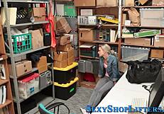 naughty petite blonde shoplifter swallows massive cumshot after caught