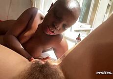 marie straps on and rides blue hard in bedroom