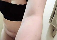 chubby brunette nicole shakes and spreads her huge fat ass in bathroom tease