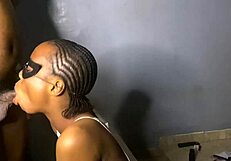 My curvy black neighbor's blowjob earned her a deep nut reward