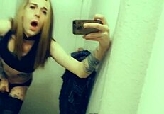 yo this hot tranny in leggings is so horny she cums everywhere dude