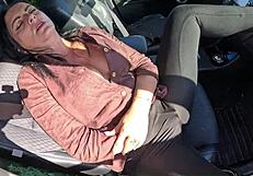 Risky Outdoor Public Blowjob Swallows Curvy Wife's Deepthroat Cumshot