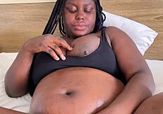 Pregnant African Lesbian Twerks Big Ass, Fucks Self With Cucumber On Camera