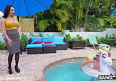Naughty stepmom faces punishment with deepthroat blowjob and creampie finish