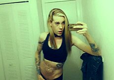 yo this hot tranny in leggings is so horny she cums everywhere dude