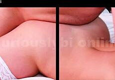 femdom slut flashes panties pushes you to suck muscular cock bi