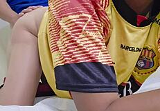 barcelona stepmom milf rides dildo on huge tits for emelec fan fuck