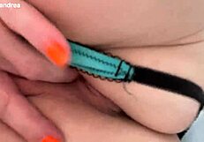 bbw blonde milf fists huge puffy pussy lips in bed pov creampie tease