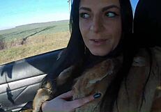 Risky Outdoor Public Blowjob Swallows Curvy Wife's Deepthroat Cumshot