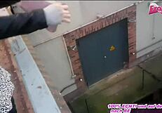german teen slut pisses publicly into her own handbag pov