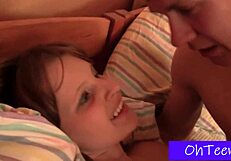 so mike gets rough with roommate leona's natural tits in dorm domination sex