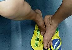 hidden flip flops tease brazilian mature feet candid voyeur